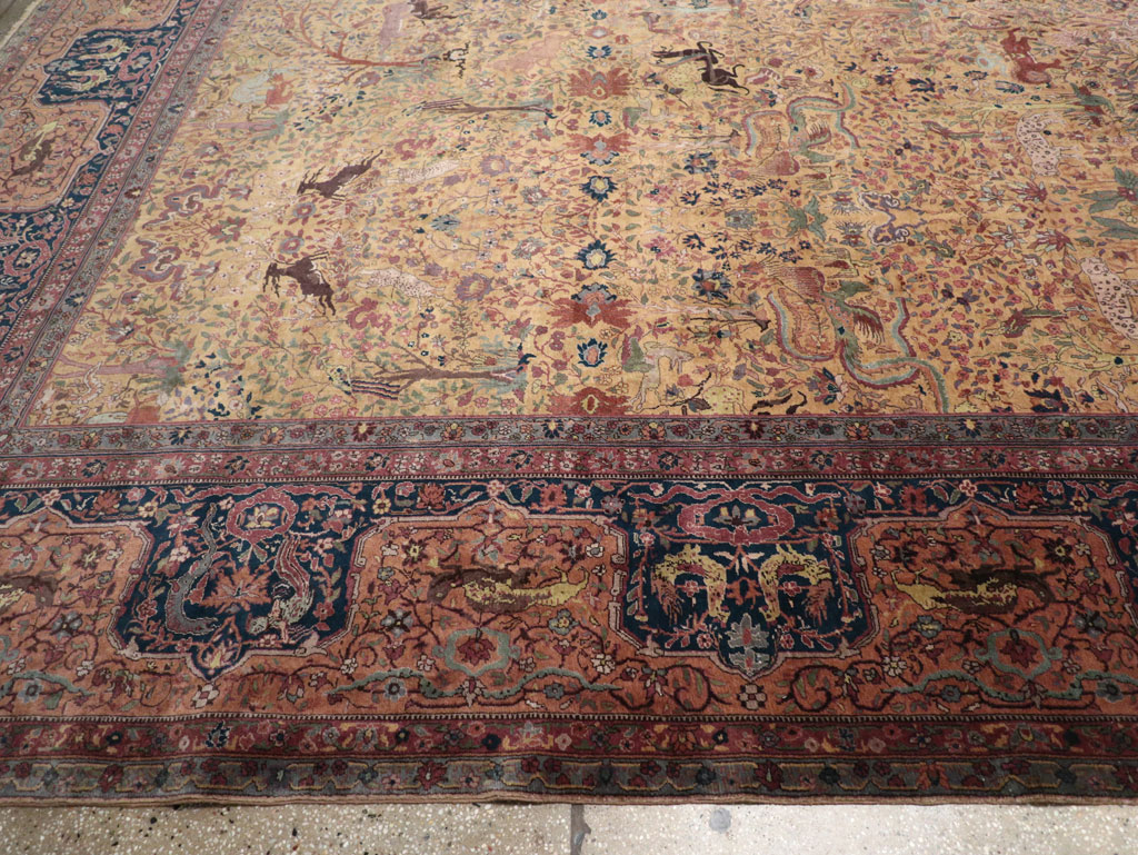 Antique Indian Lahore Pictorial Oversize Carpet, No.32148 - Gss
