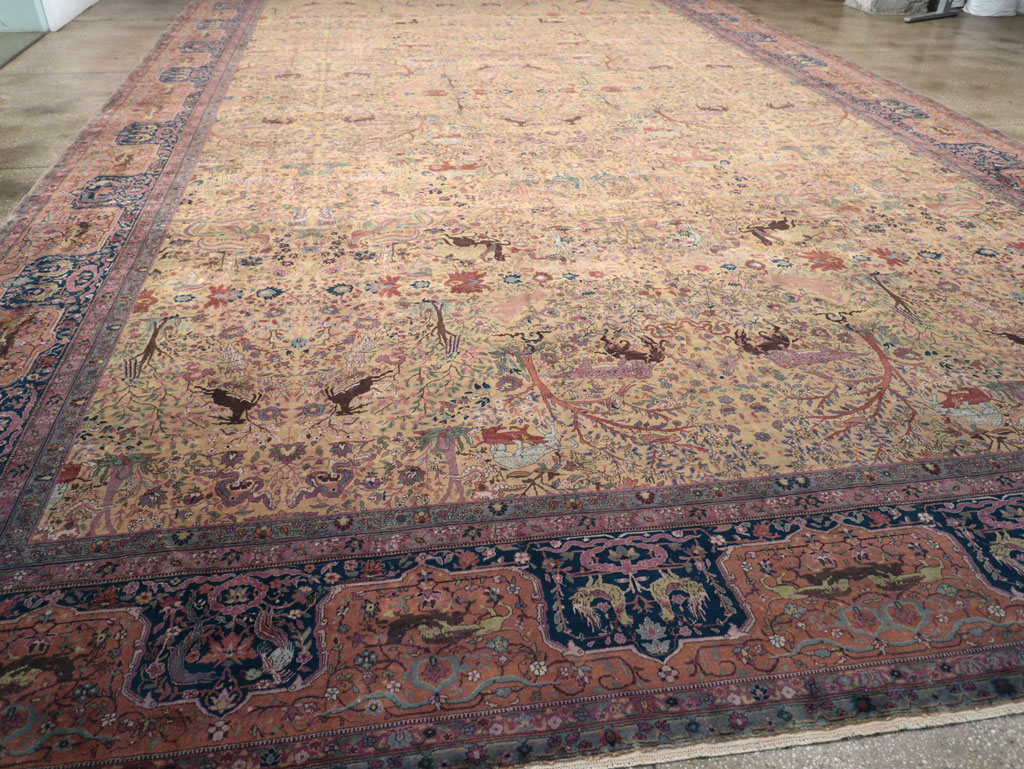 Antique Indian Lahore Pictorial Oversize Carpet, No.32148 - Gss