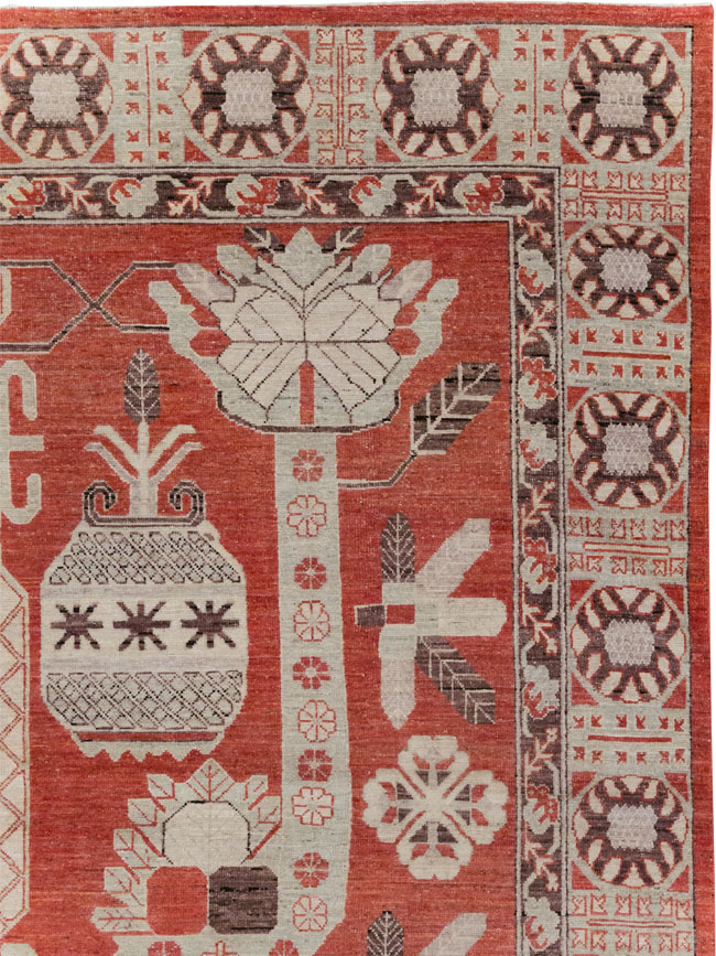 Modern East Turkestan Khotan Room Size Carpet, No.32156 - Gss