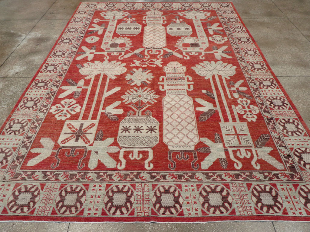 Modern East Turkestan Khotan Room Size Carpet, No.32156 - Gss