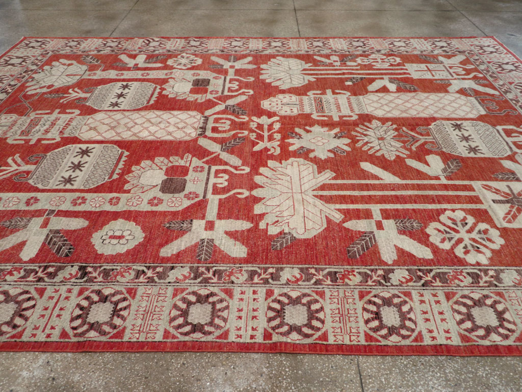 Modern East Turkestan Khotan Room Size Carpet, No.32156 - Gss