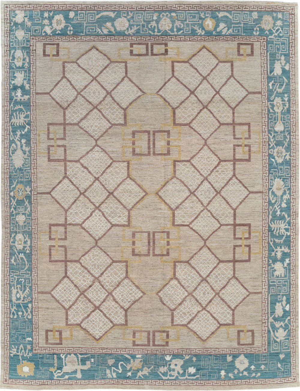 Modern East Turkestan Khotan Room Size Carpet, No.32163 - Gss