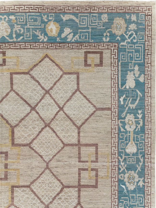 Modern East Turkestan Khotan Room Size Carpet, No.32163 - Gss