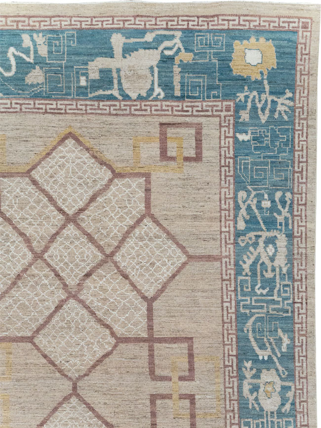 Modern East Turkestan Khotan Room Size Carpet, No.32163 - Gss