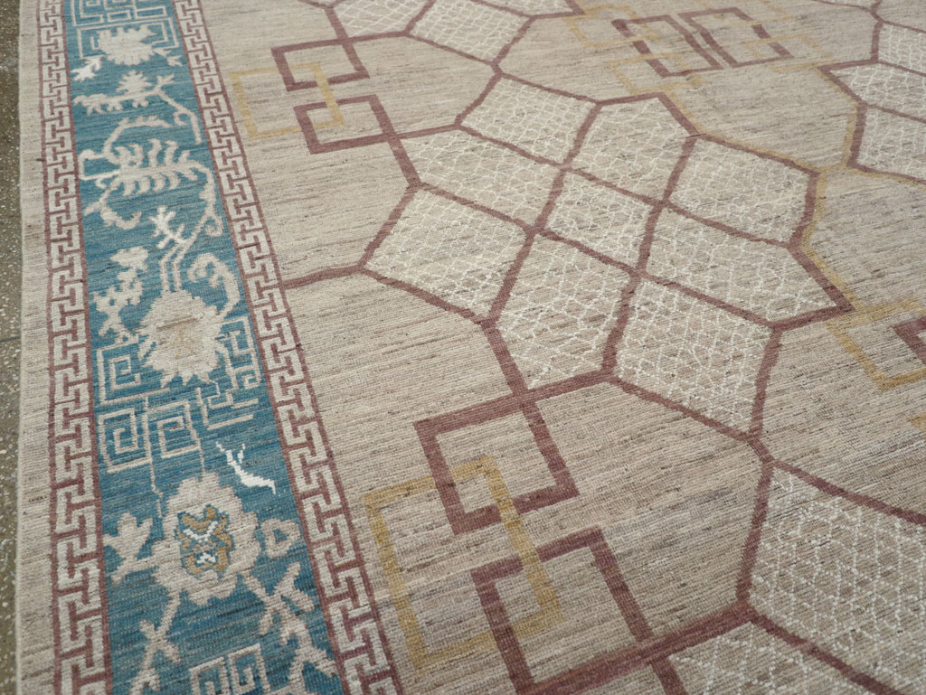 Modern East Turkestan Khotan Room Size Carpet, No.32163 - Gss