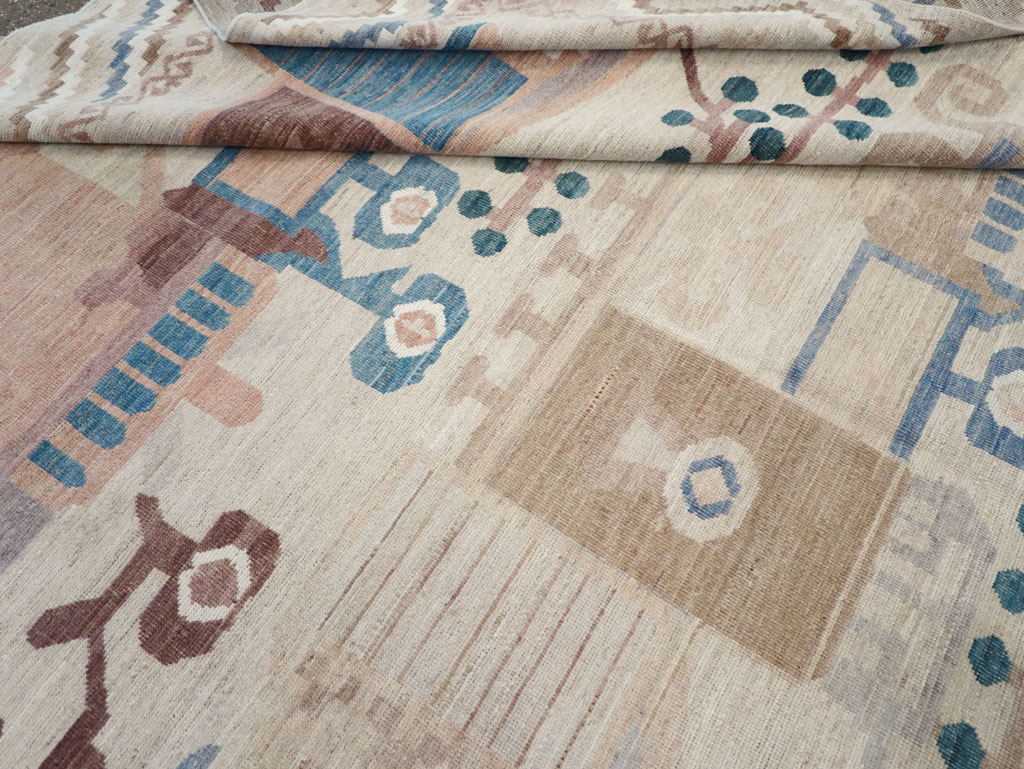 Modern East Turkestan Vase Khotan Room Size Carpet, No.32167 - Gss