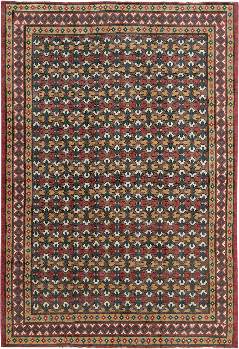 Vintage East Turkestan Samarkand Room Size Carpet, No.32169 - Gss