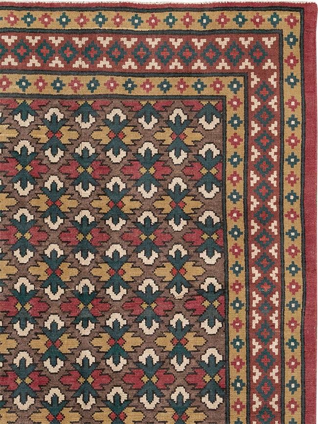 Vintage East Turkestan Samarkand Room Size Carpet, No.32169 - Gss