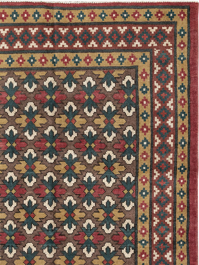 Vintage East Turkestan Samarkand Room Size Carpet, No.32169 - Gss