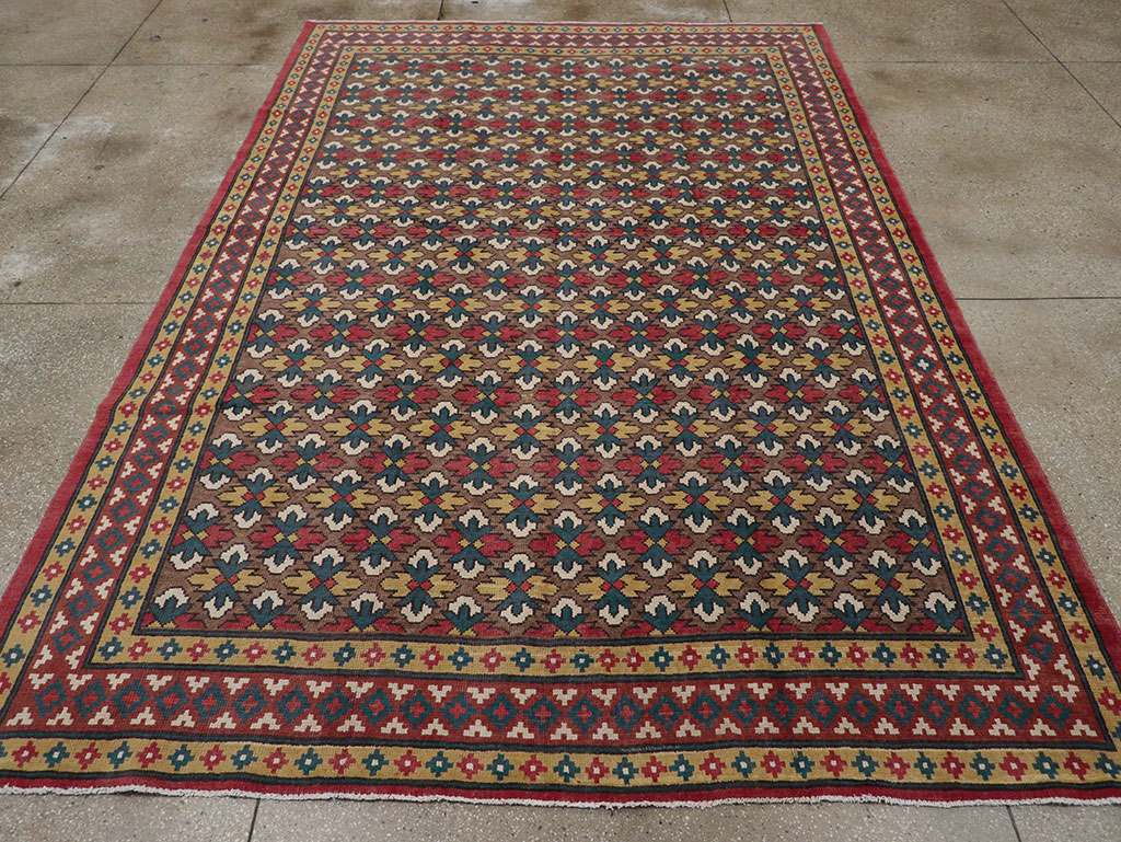 Vintage East Turkestan Samarkand Room Size Carpet, No.32169 - Gss