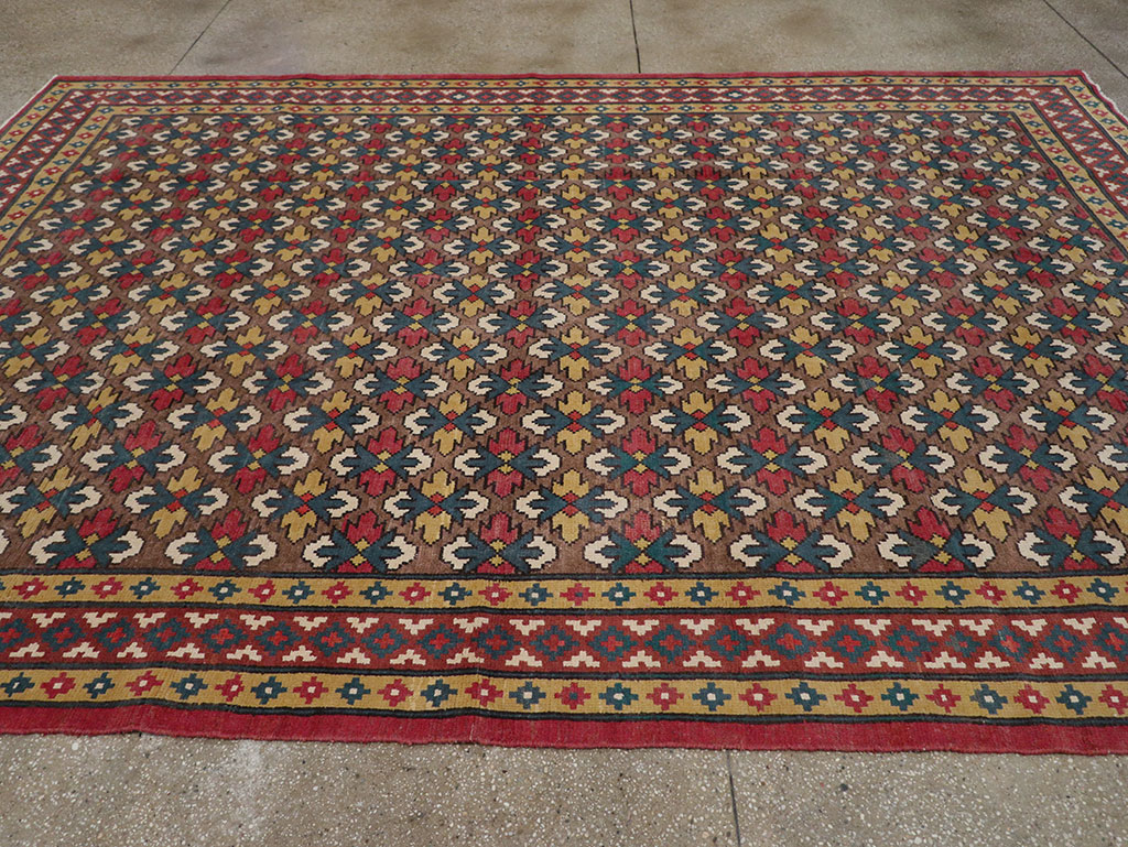 Vintage East Turkestan Samarkand Room Size Carpet, No.32169 - Gss