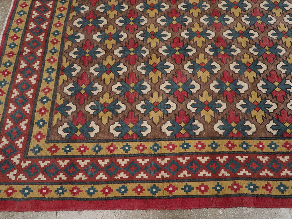 Vintage East Turkestan Samarkand Room Size Carpet, No.32169 - Gss