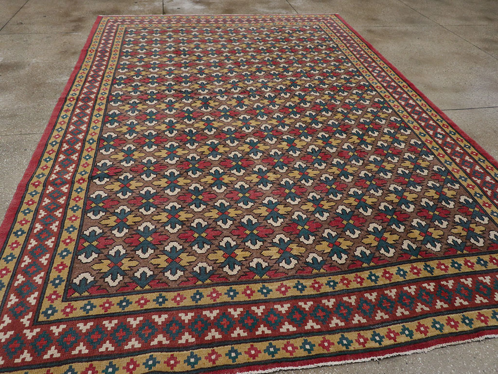 Vintage East Turkestan Samarkand Room Size Carpet, No.32169 - Gss