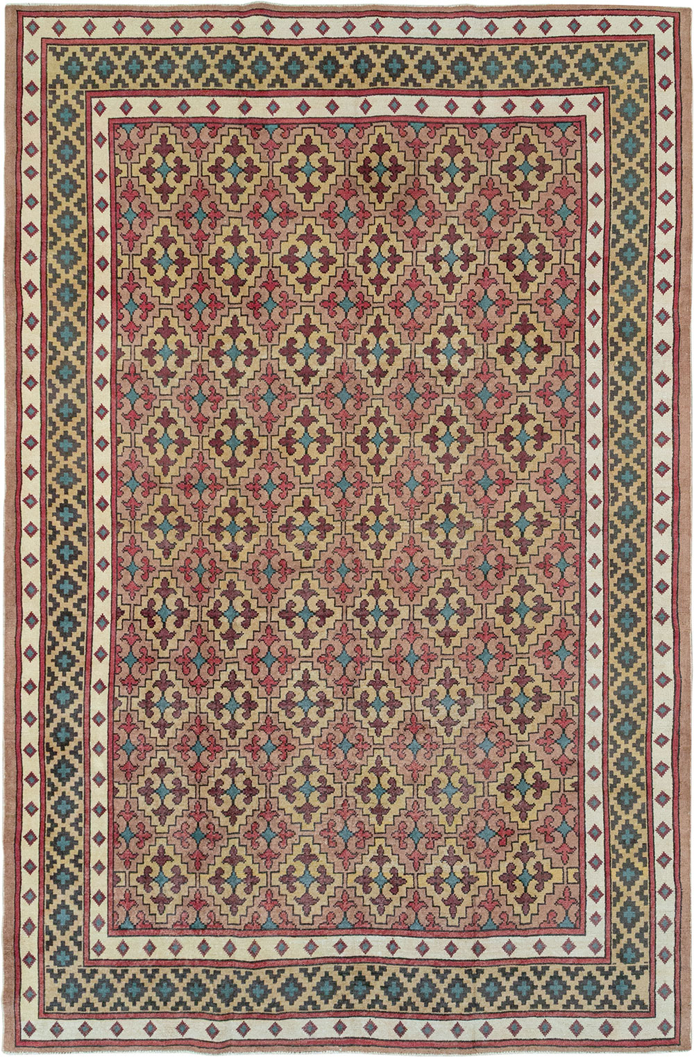 Vintage East Turkestan Samarkand Room Size Carpet, No.32171 - Gss