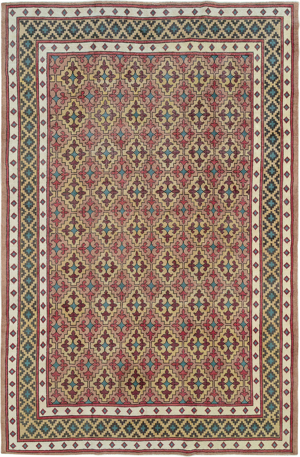 Vintage East Turkestan Samarkand Room Size Carpet, No.32171 - Gss