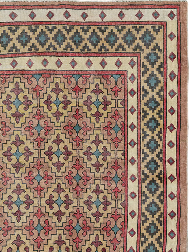 Vintage East Turkestan Samarkand Room Size Carpet, No.32171 - Gss