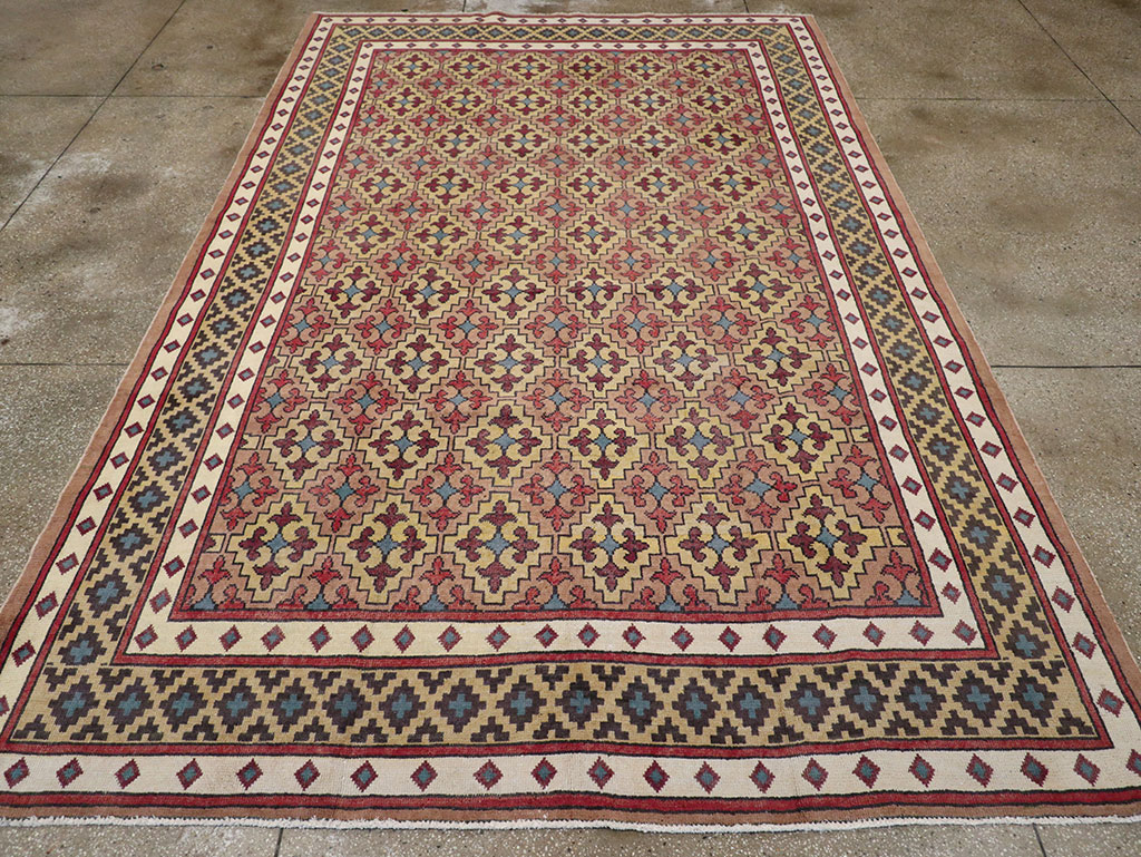Vintage East Turkestan Samarkand Room Size Carpet, No.32171 - Gss