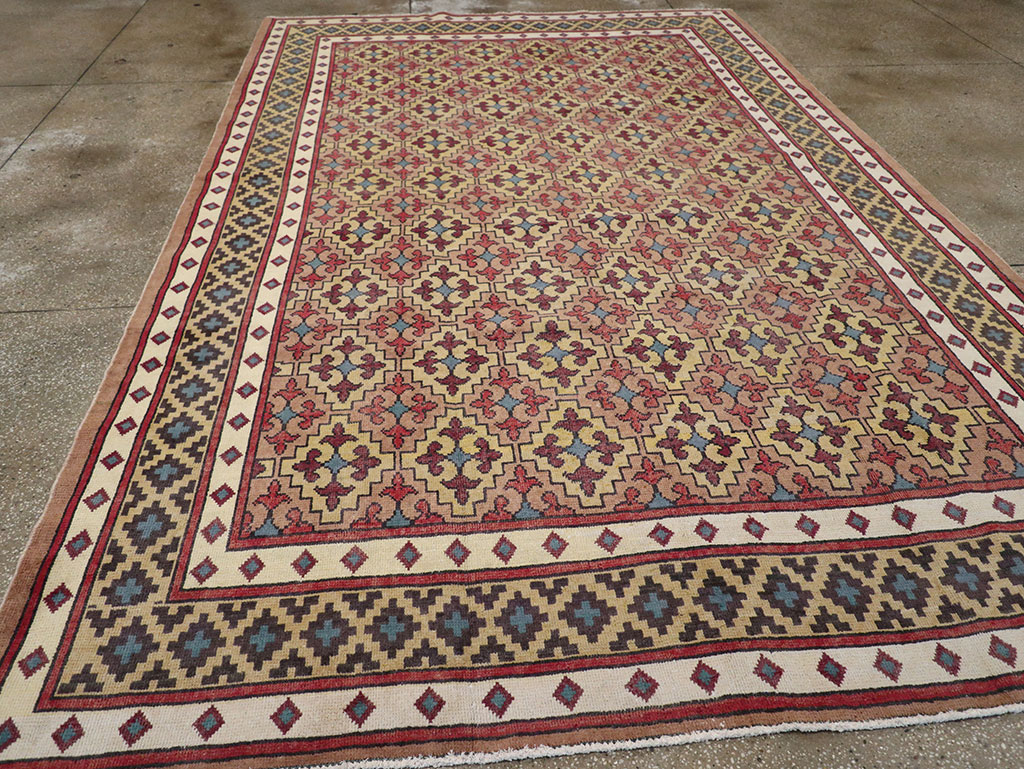 Vintage East Turkestan Samarkand Room Size Carpet, No.32171 - Gss