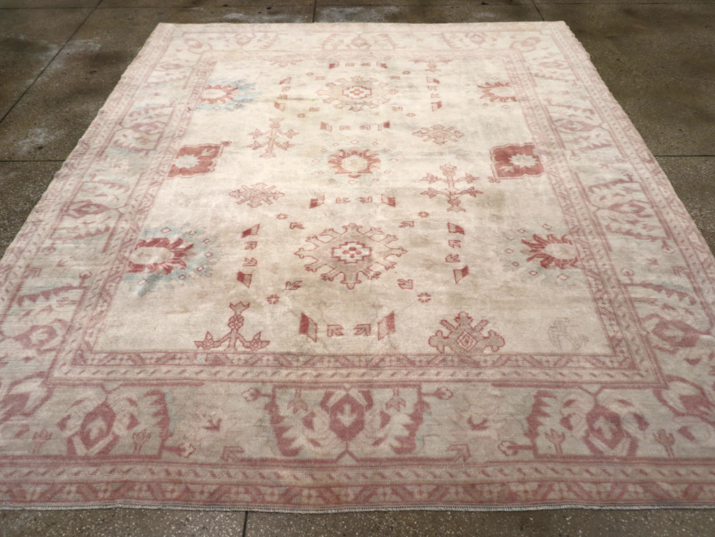 Vintage Turkish Oushak Small Room Size Carpet, No.32177 - Gss