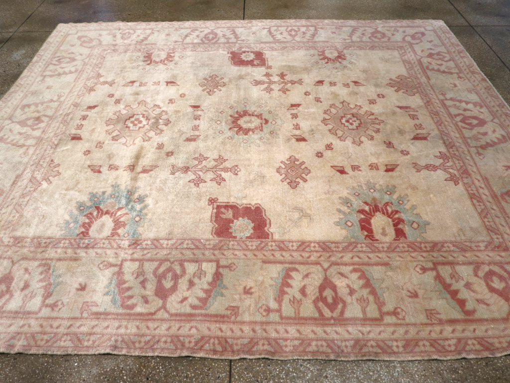 Vintage Turkish Oushak Small Room Size Carpet, No.32177 - Gss