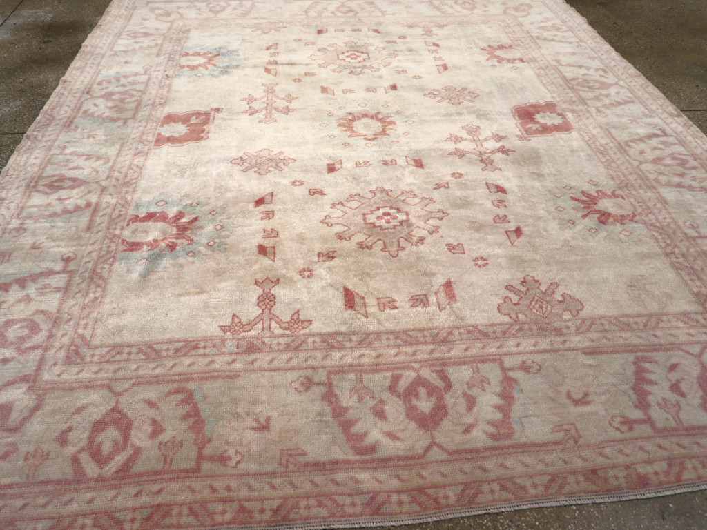 Vintage Turkish Oushak Small Room Size Carpet, No.32177 - Gss