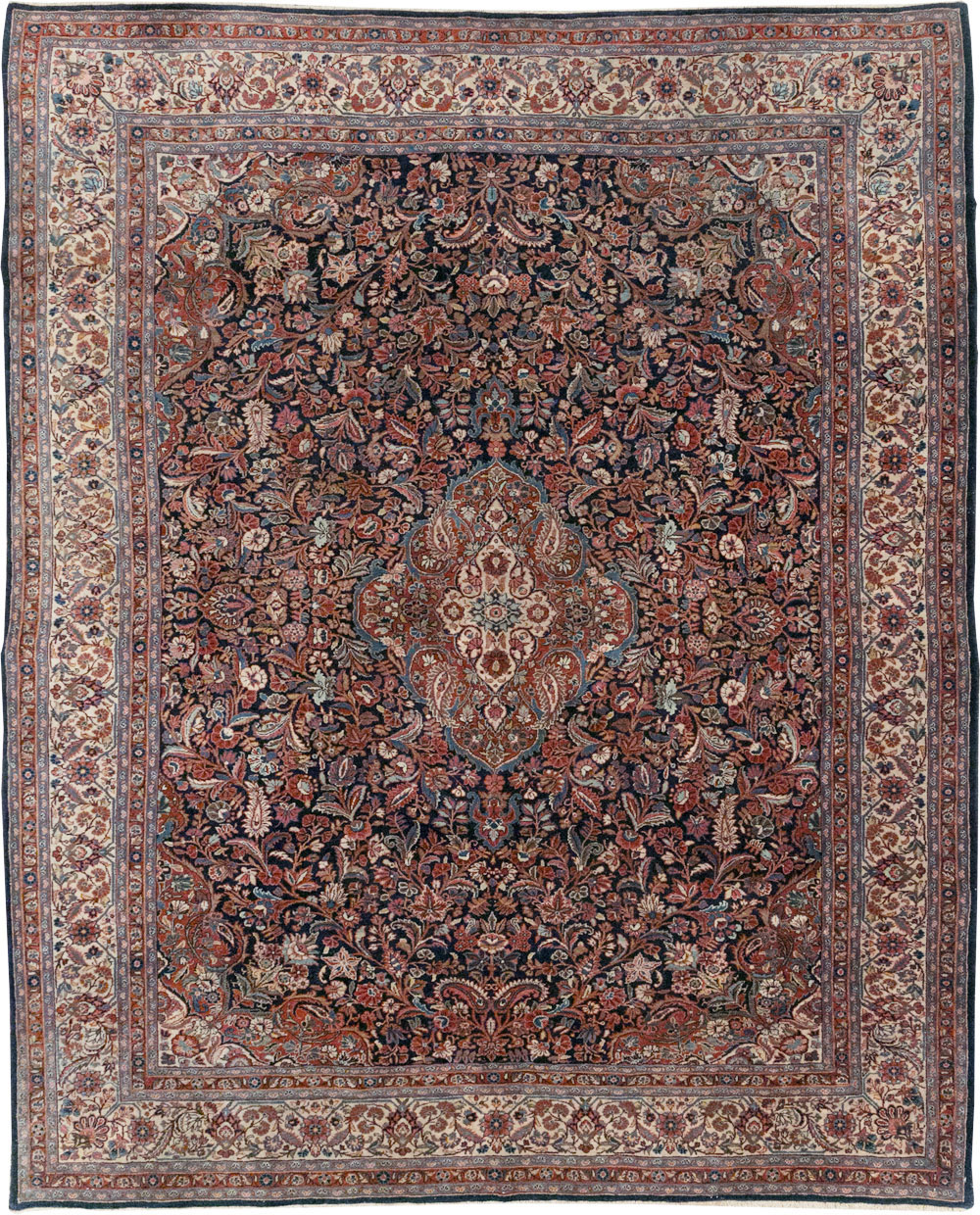 Vintage Persian Qazvin Small Room Size Carpet, No.32179 - Gss