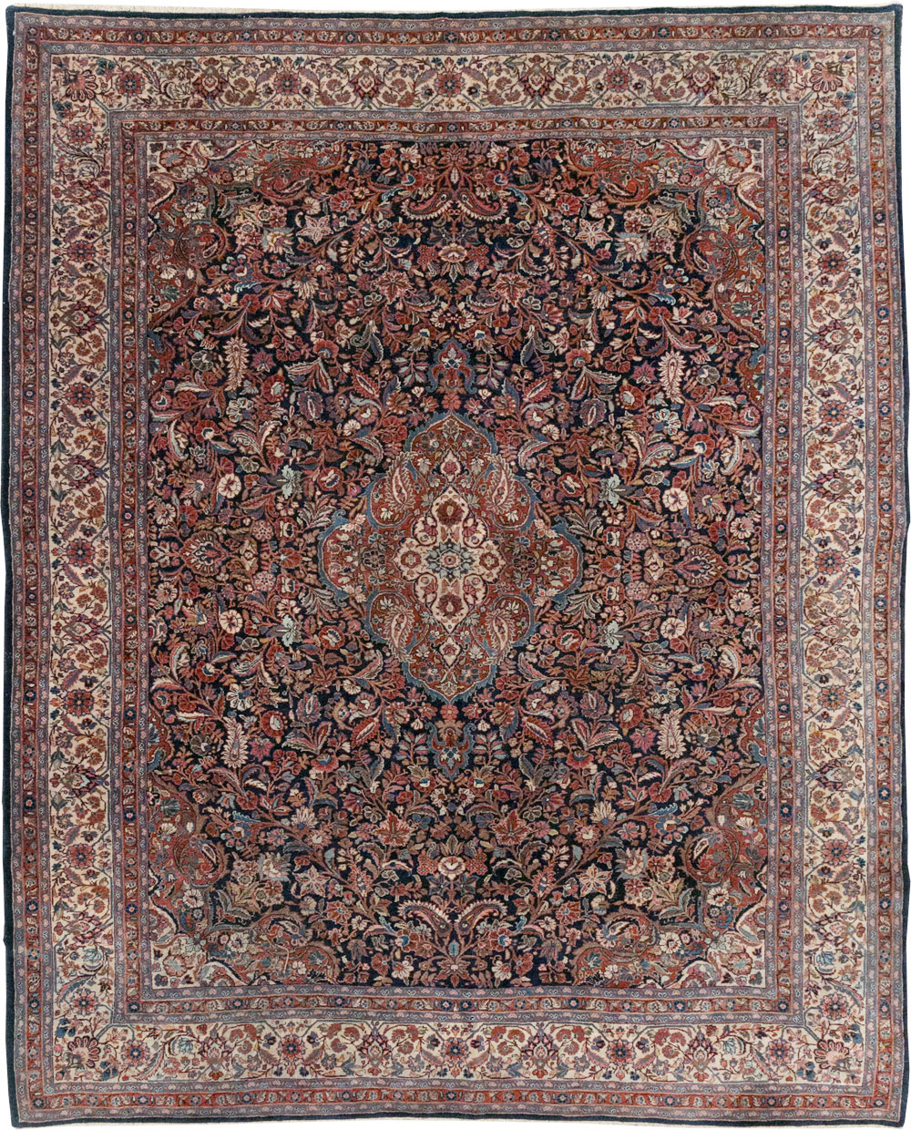 Vintage Persian Qazvin Small Room Size Carpet, No.32179 - Gss