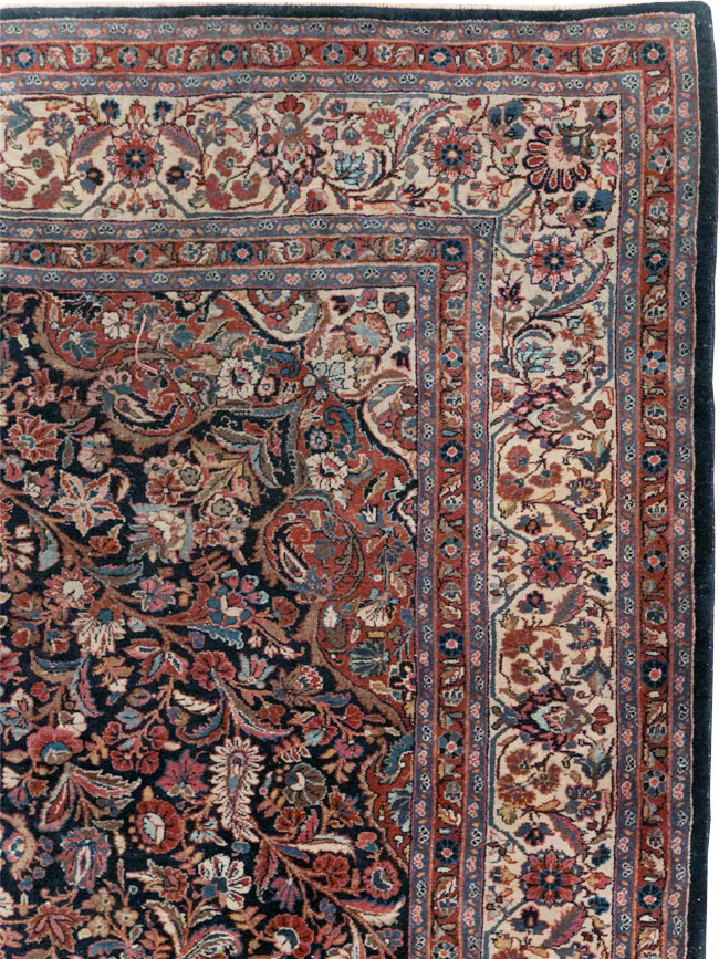 Vintage Persian Qazvin Small Room Size Carpet, No.32179 - Gss