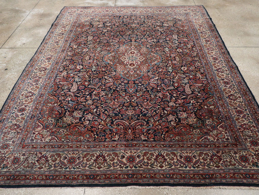 Vintage Persian Qazvin Small Room Size Carpet, No.32179 - Gss