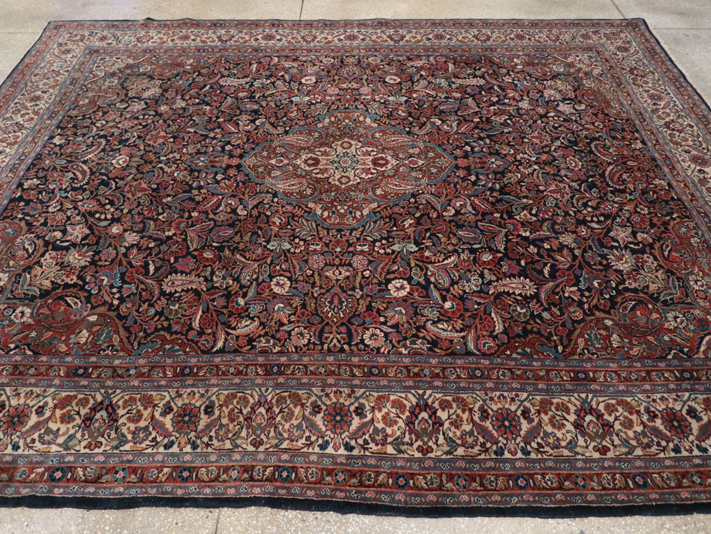 Vintage Persian Qazvin Small Room Size Carpet, No.32179 - Gss