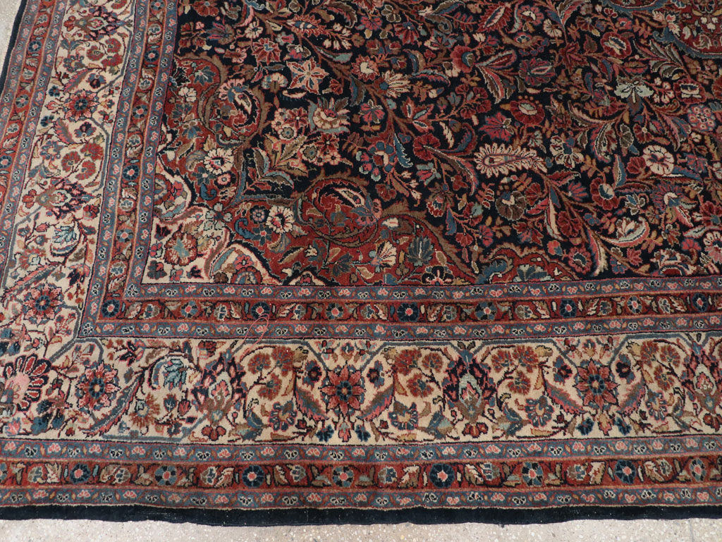 Vintage Persian Qazvin Small Room Size Carpet, No.32179 - Gss