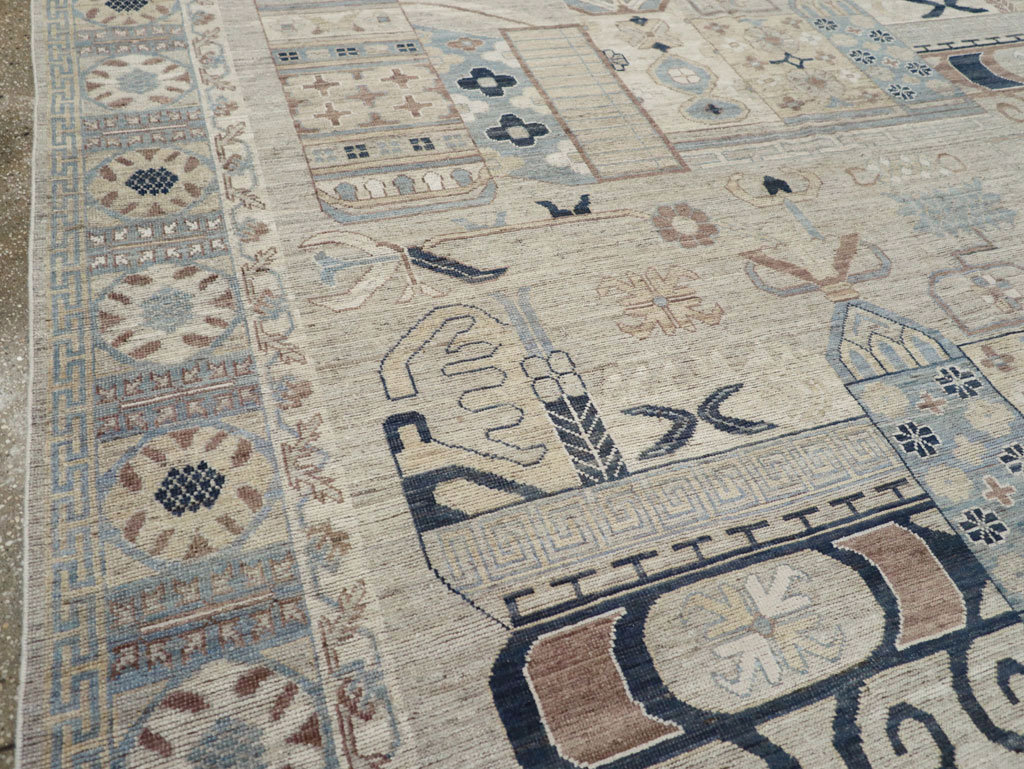 Modern East Turkestan Pictorial Vase Khotan Room Size Carpet, No.32187 - Gss