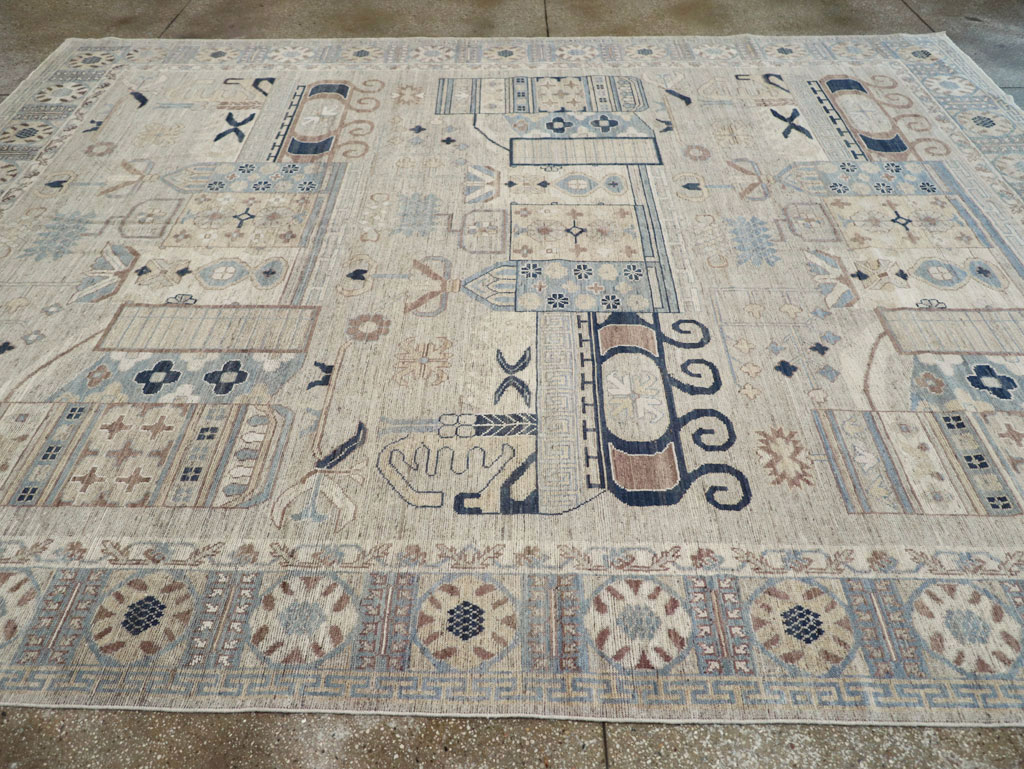 Modern East Turkestan Pictorial Vase Khotan Room Size Carpet, No.32187 - Gss