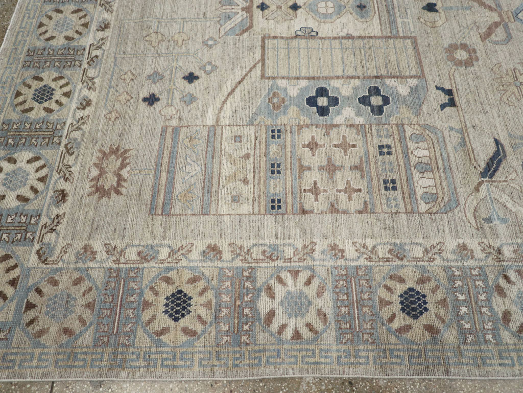 Modern East Turkestan Pictorial Vase Khotan Room Size Carpet, No.32187 - Gss