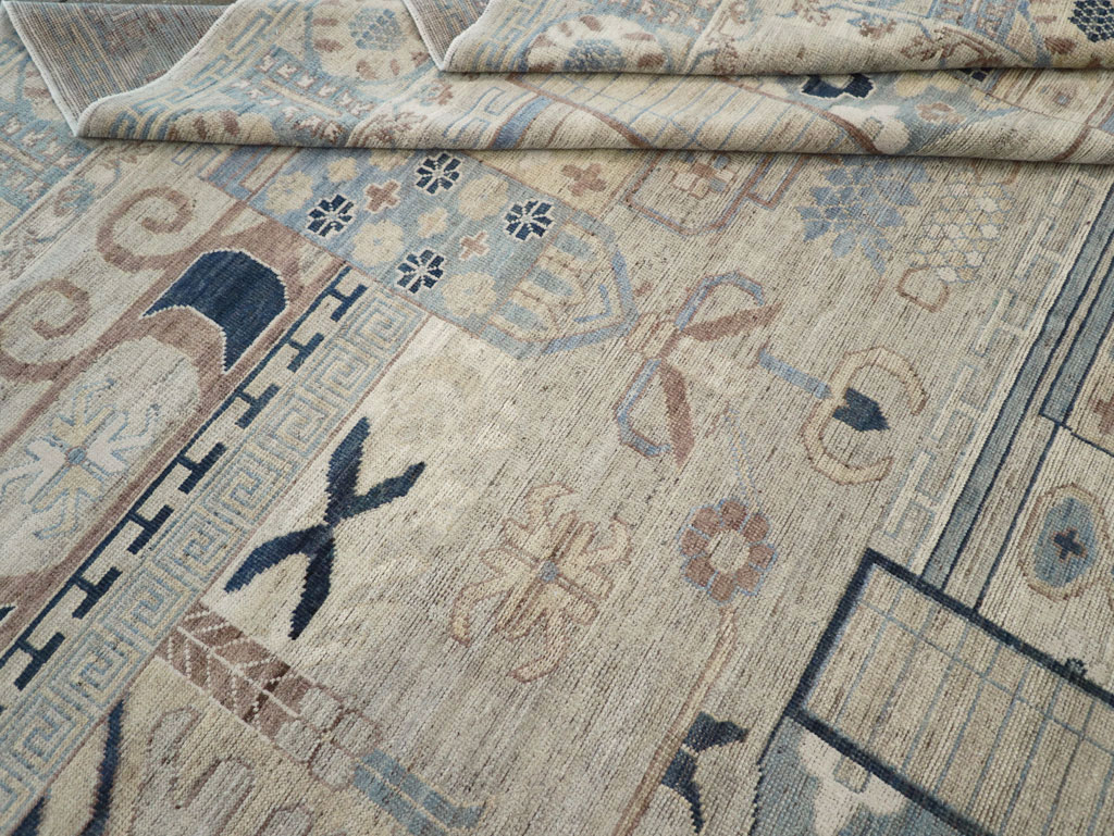 Modern East Turkestan Pictorial Vase Khotan Room Size Carpet, No.32187 - Gss