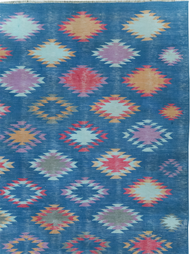 Vintage Indian Flatweave Cotton Dhurrie Accent Rug, No.32194 - Gss