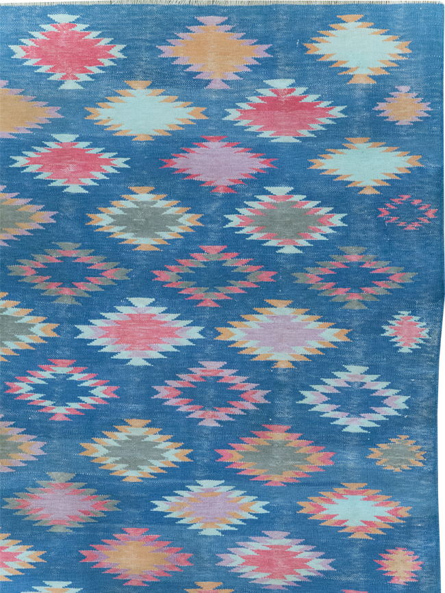 Vintage Indian Flatweave Cotton Dhurrie Accent Rug, No.32194 - Gss