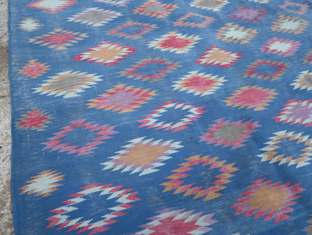 Vintage Indian Flatweave Cotton Dhurrie Accent Rug, No.32194 - Gss