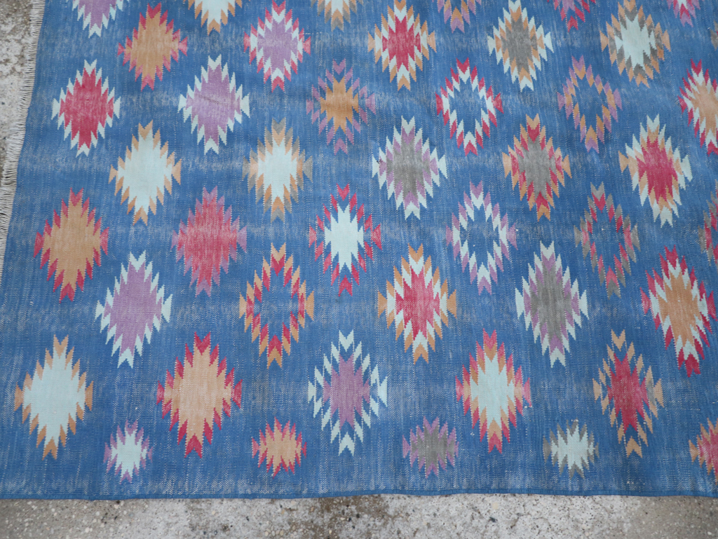 Vintage Indian Flatweave Cotton Dhurrie Accent Rug, No.32194 - Gss