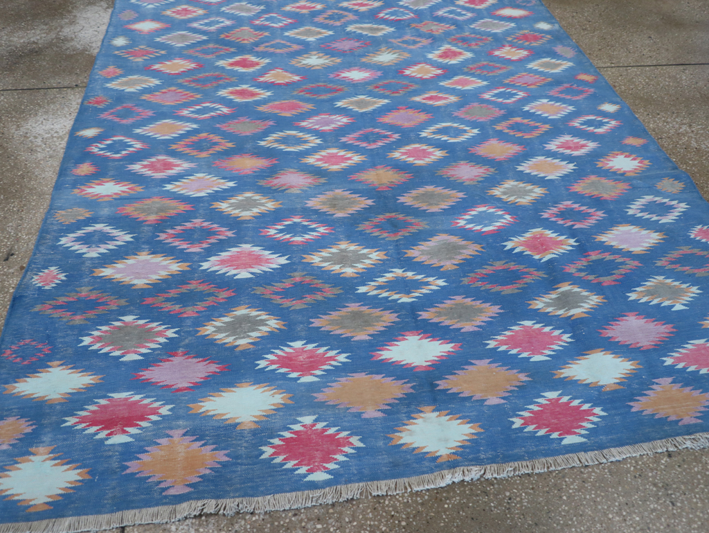 Vintage Indian Flatweave Cotton Dhurrie Accent Rug, No.32194 - Gss