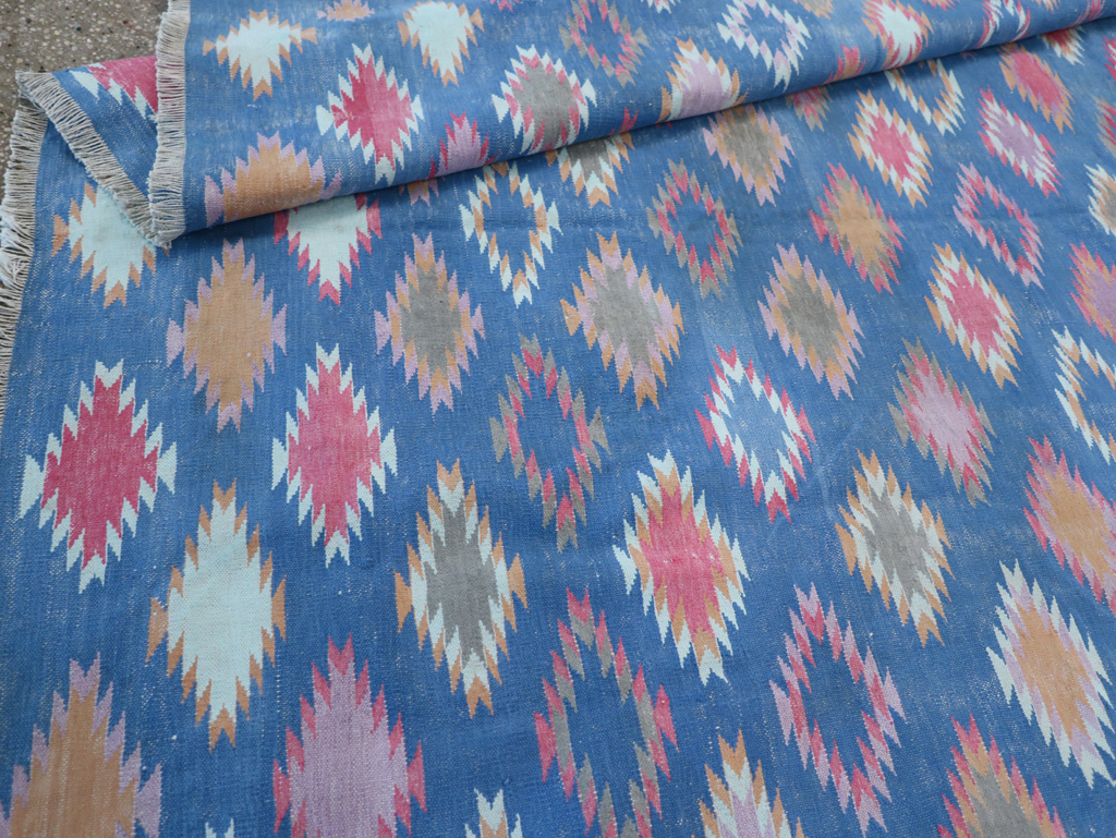 Vintage Indian Flatweave Cotton Dhurrie Accent Rug, No.32194 - Gss