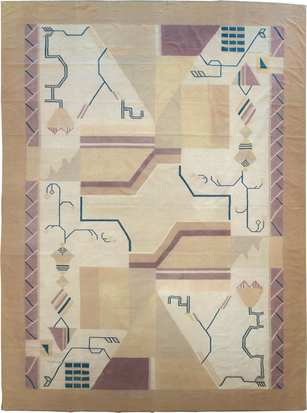 Vintage Indian Flatweave Dhurrie Oversize Carpet, No.32196 - Gss