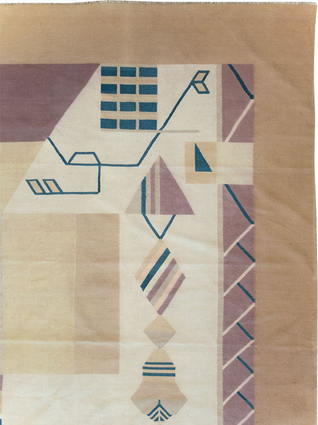 Vintage Indian Flatweave Dhurrie Oversize Carpet, No.32196 - Gss