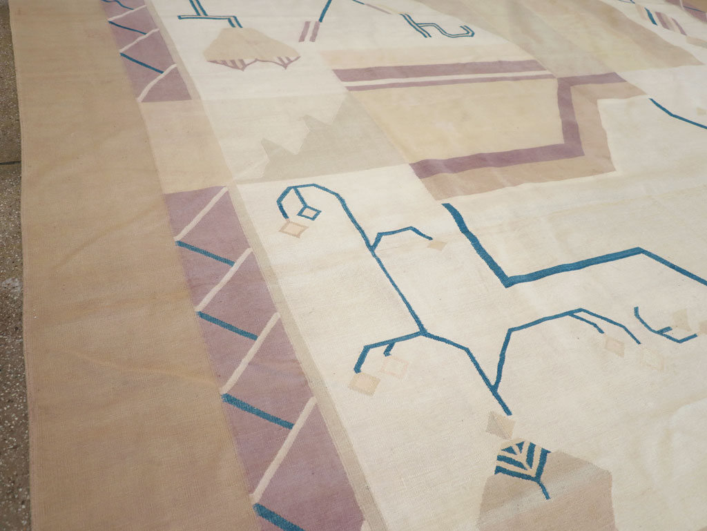 Vintage Indian Flatweave Dhurrie Oversize Carpet, No.32196 - Gss