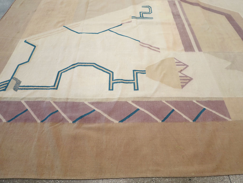 Vintage Indian Flatweave Dhurrie Oversize Carpet, No.32196 - Gss