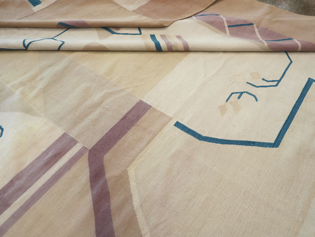 Vintage Indian Flatweave Dhurrie Oversize Carpet, No.32196 - Gss