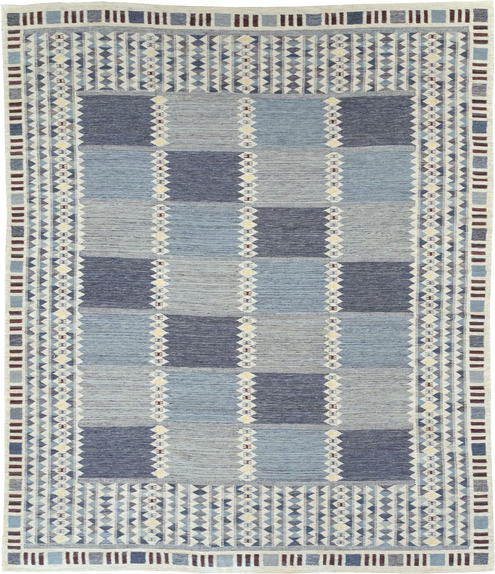 Swedish Inspired Modern Turkish Kilim Large Room Size Carpet, No.32199 - Gss