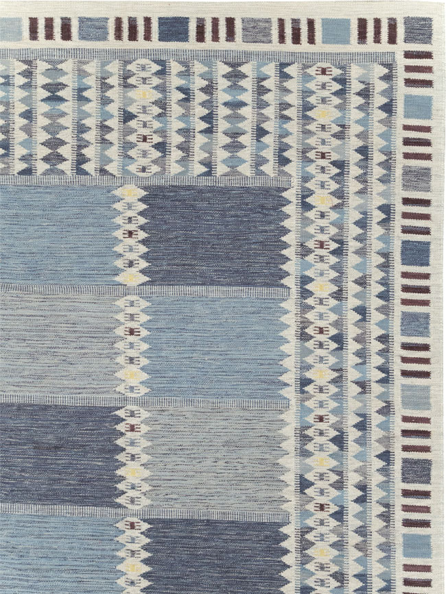 Swedish Inspired Modern Turkish Kilim Large Room Size Carpet, No.32199 - Gss