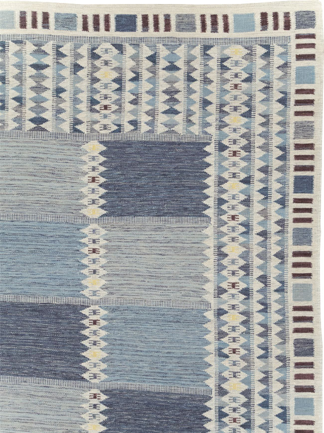 Swedish Inspired Modern Turkish Kilim Large Room Size Carpet, No.32199 - Gss
