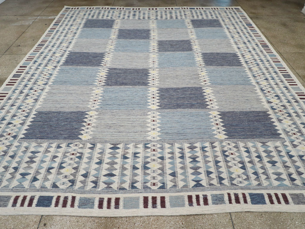 Swedish Inspired Modern Turkish Kilim Large Room Size Carpet, No.32199 - Gss